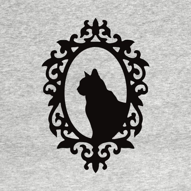 Dark Academia Victorian Cat Side Profile Silhouette Frame by SkullFern